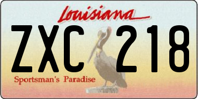 LA license plate ZXC218