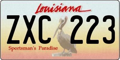 LA license plate ZXC223