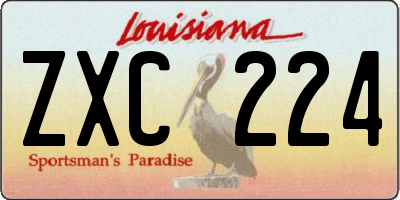 LA license plate ZXC224