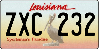 LA license plate ZXC232