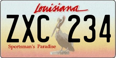 LA license plate ZXC234