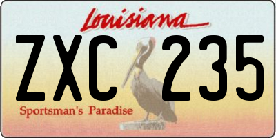 LA license plate ZXC235