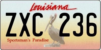 LA license plate ZXC236