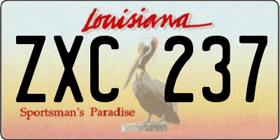 LA license plate ZXC237