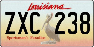 LA license plate ZXC238