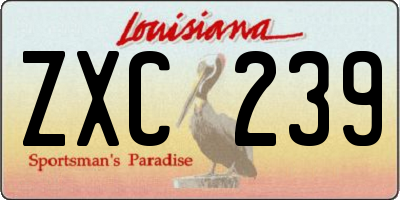 LA license plate ZXC239