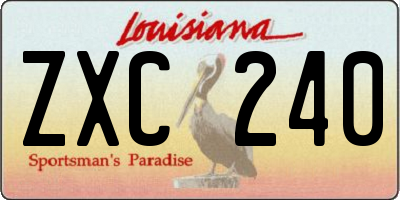 LA license plate ZXC240