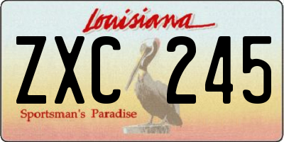 LA license plate ZXC245