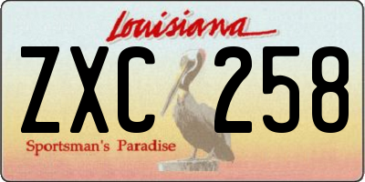 LA license plate ZXC258