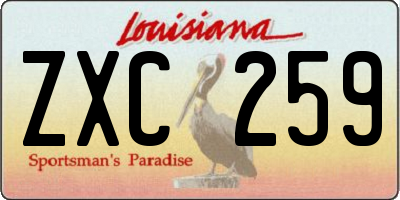 LA license plate ZXC259