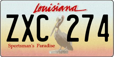 LA license plate ZXC274