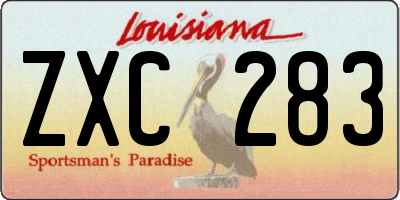 LA license plate ZXC283