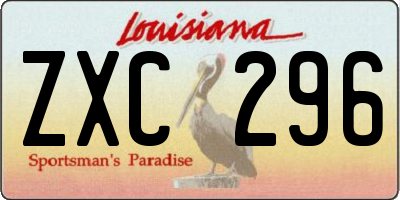 LA license plate ZXC296