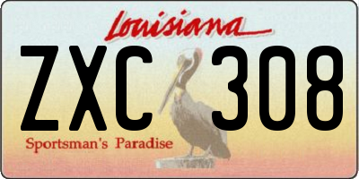 LA license plate ZXC308