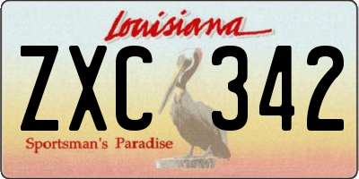LA license plate ZXC342