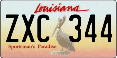 LA license plate ZXC344