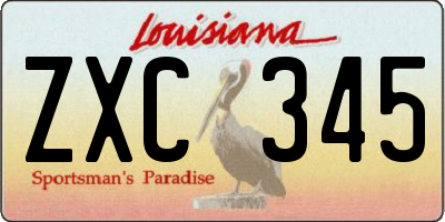 LA license plate ZXC345