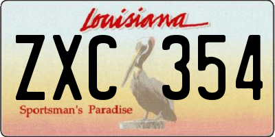 LA license plate ZXC354