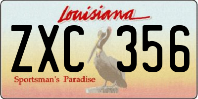 LA license plate ZXC356