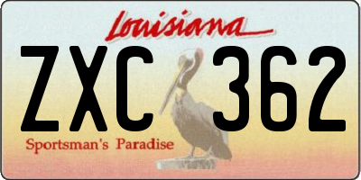 LA license plate ZXC362