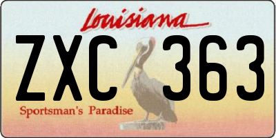 LA license plate ZXC363