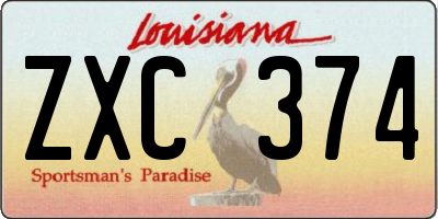 LA license plate ZXC374