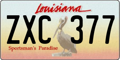 LA license plate ZXC377