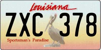 LA license plate ZXC378