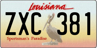 LA license plate ZXC381