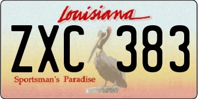 LA license plate ZXC383