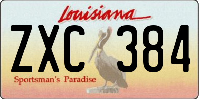 LA license plate ZXC384