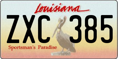 LA license plate ZXC385