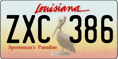 LA license plate ZXC386