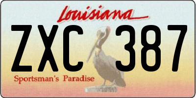 LA license plate ZXC387