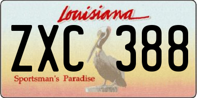 LA license plate ZXC388