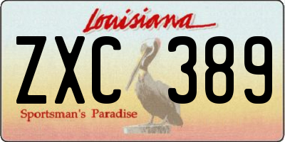 LA license plate ZXC389