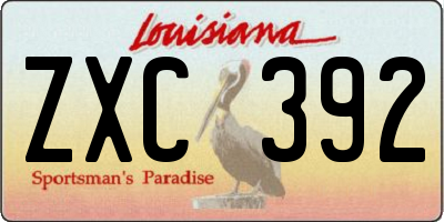 LA license plate ZXC392