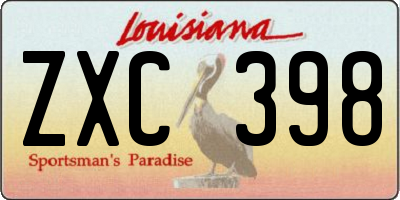 LA license plate ZXC398