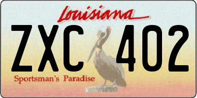 LA license plate ZXC402