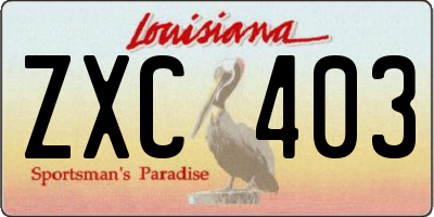 LA license plate ZXC403