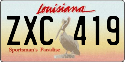 LA license plate ZXC419