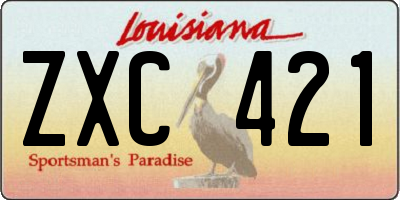 LA license plate ZXC421