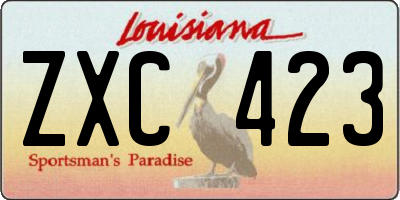 LA license plate ZXC423