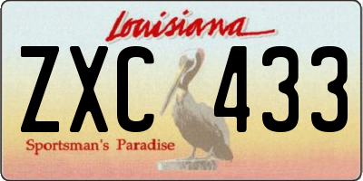 LA license plate ZXC433