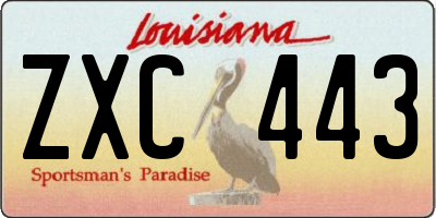 LA license plate ZXC443