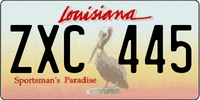 LA license plate ZXC445