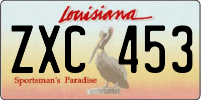 LA license plate ZXC453