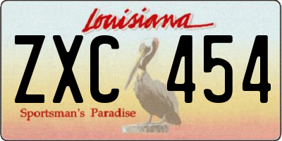 LA license plate ZXC454