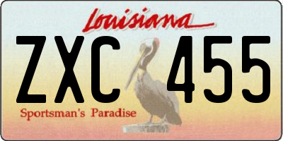 LA license plate ZXC455