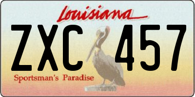 LA license plate ZXC457